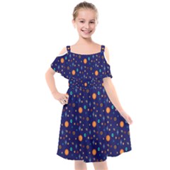 Space Sun Mercury Venus Earth Planet Galaxy Kids  Cut Out Shoulders Chiffon Dress by Wegoenart