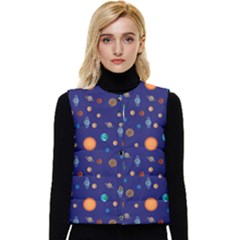 Space Sun Mercury Venus Earth Planet Galaxy Women s Short Button Up Puffer Vest by Wegoenart