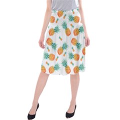 Pineapple Background Pattern Fruit Midi Beach Skirt by Wegoenart