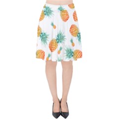 Pineapple Background Pattern Fruit Velvet High Waist Skirt by Wegoenart