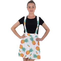 Pineapple Background Pattern Fruit Velvet Suspender Skater Skirt by Wegoenart