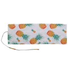 Pineapple Background Pattern Fruit Roll Up Canvas Pencil Holder (m) by Wegoenart