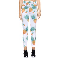 Pineapple Background Pattern Fruit Pocket Leggings  by Wegoenart