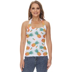 Pineapple Background Pattern Fruit Basic Halter Top by Wegoenart