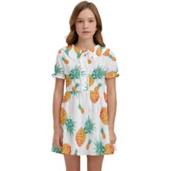 Pineapple Background Pattern Fruit Kids  Sweet Collar Dress