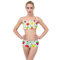 Pattern Fruit Fruits Orange Green Layered Top Bikini Set by Wegoenart