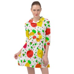 Pattern Fruit Fruits Orange Green Mini Skater Shirt Dress by Wegoenart