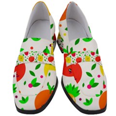 Pattern Fruit Fruits Orange Green Women s Chunky Heel Loafers by Wegoenart