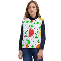 Pattern Fruit Fruits Orange Green Kid s Short Button Up Puffer Vest	 by Wegoenart