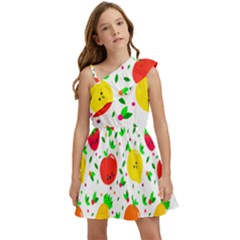 Pattern Fruit Fruits Orange Green Kids  One Shoulder Party Dress