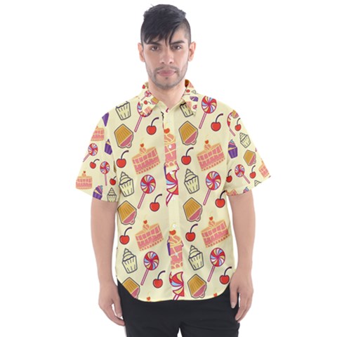 Cupcake Pattern Lollipop Men s Short Sleeve Shirt by Wegoenart