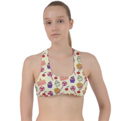 Cupcake Pattern Lollipop Criss Cross Racerback Sports Bra by Wegoenart