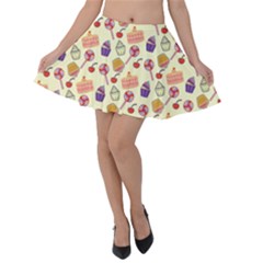 Cupcake Pattern Lollipop Velvet Skater Skirt