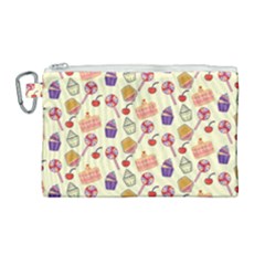 Cupcake Pattern Lollipop Canvas Cosmetic Bag (large) by Wegoenart