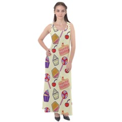 Cupcake Pattern Lollipop Sleeveless Velour Maxi Dress by Wegoenart