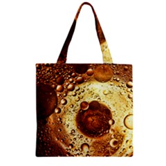 Olive Oil Bubbles Gold Oil Food Zipper Grocery Tote Bag by Wegoenart