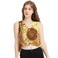 Olive Oil Bubbles Gold Oil Food V-neck Cropped Tank Top by Wegoenart