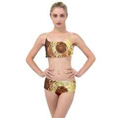 Olive Oil Bubbles Gold Oil Food Layered Top Bikini Set by Wegoenart