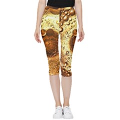 Olive Oil Bubbles Gold Oil Food Inside Out Lightweight Velour Capri Leggings  by Wegoenart