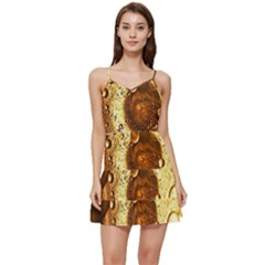 Olive Oil Bubbles Gold Oil Food Short Frill Dress by Wegoenart