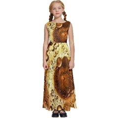 Olive Oil Bubbles Gold Oil Food Kids  Satin Sleeveless Maxi Dress by Wegoenart