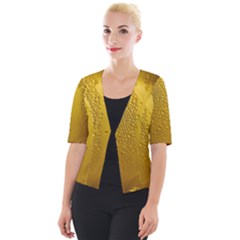 Beer Drink Glass Yellow Cup Bar Cropped Button Cardigan by Wegoenart