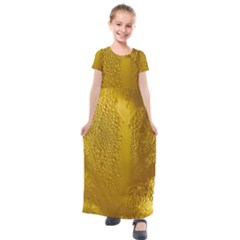 Beer Drink Glass Yellow Cup Bar Kids  Short Sleeve Maxi Dress by Wegoenart