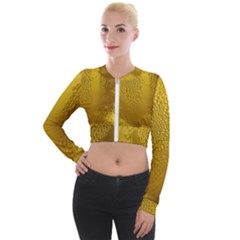 Beer Drink Glass Yellow Cup Bar Long Sleeve Cropped Velvet Jacket by Wegoenart