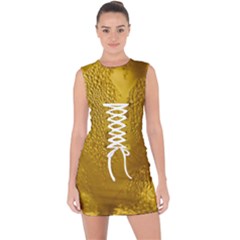 Beer Drink Glass Yellow Cup Bar Lace Up Front Bodycon Dress by Wegoenart