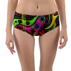 Seamless Texture Pattern Tile Reversible Mid-waist Bikini Bottoms