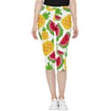 Watermelon Pattern Fruit Summer Inside Out Lightweight Velour Capri Leggings  View3