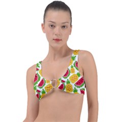 Watermelon Pattern Fruit Summer Ring Detail Bikini Top by Wegoenart