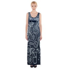 Internet Planet Drink Computer Thigh Split Maxi Dress by Wegoenart