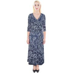 Internet Planet Drink Computer Quarter Sleeve Wrap Maxi Dress by Wegoenart