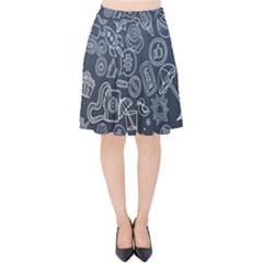 Internet Planet Drink Computer Velvet High Waist Skirt by Wegoenart