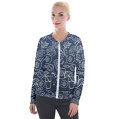 Internet Planet Drink Computer Velvet Zip Up Jacket by Wegoenart