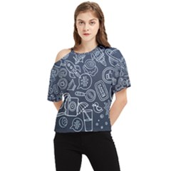 Internet Planet Drink Computer One Shoulder Cut Out Tee by Wegoenart