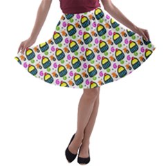 Sweet Dessert Food Cake Pattern A-line Skater Skirt by Wegoenart