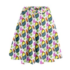 Sweet Dessert Food Cake Pattern High Waist Skirt by Wegoenart