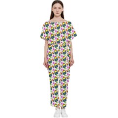 Sweet Dessert Food Cake Pattern Batwing Lightweight Chiffon Jumpsuit by Wegoenart