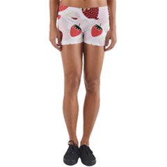 Strawberry Pattern Background Yoga Shorts