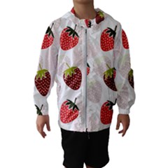 Strawberry Pattern Background Kids  Hooded Windbreaker by Wegoenart