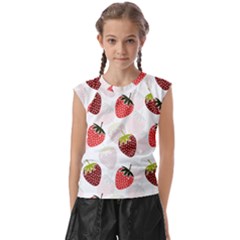 Strawberry Pattern Background Kids  Raglan Cap Sleeve Tee by Wegoenart