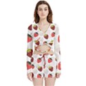 Strawberry Pattern Background Velvet Wrap Crop Top and Shorts Set View1