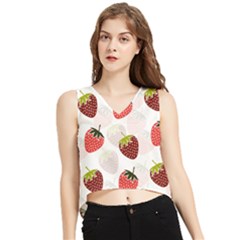 Strawberry Pattern Background V-neck Cropped Tank Top by Wegoenart