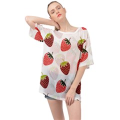 Strawberry Pattern Background Oversized Chiffon Top by Wegoenart