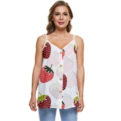 Strawberry Pattern Background Casual Spaghetti Strap Chiffon Top by Wegoenart