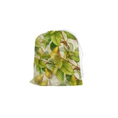 Pear Fruit Tree Organic Pattern Drawstring Pouch (small) by Wegoenart