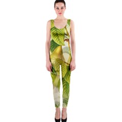 Pear Fruit Tree Organic Pattern One Piece Catsuit by Wegoenart