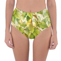 Pear Fruit Tree Organic Pattern Reversible High-waist Bikini Bottoms by Wegoenart